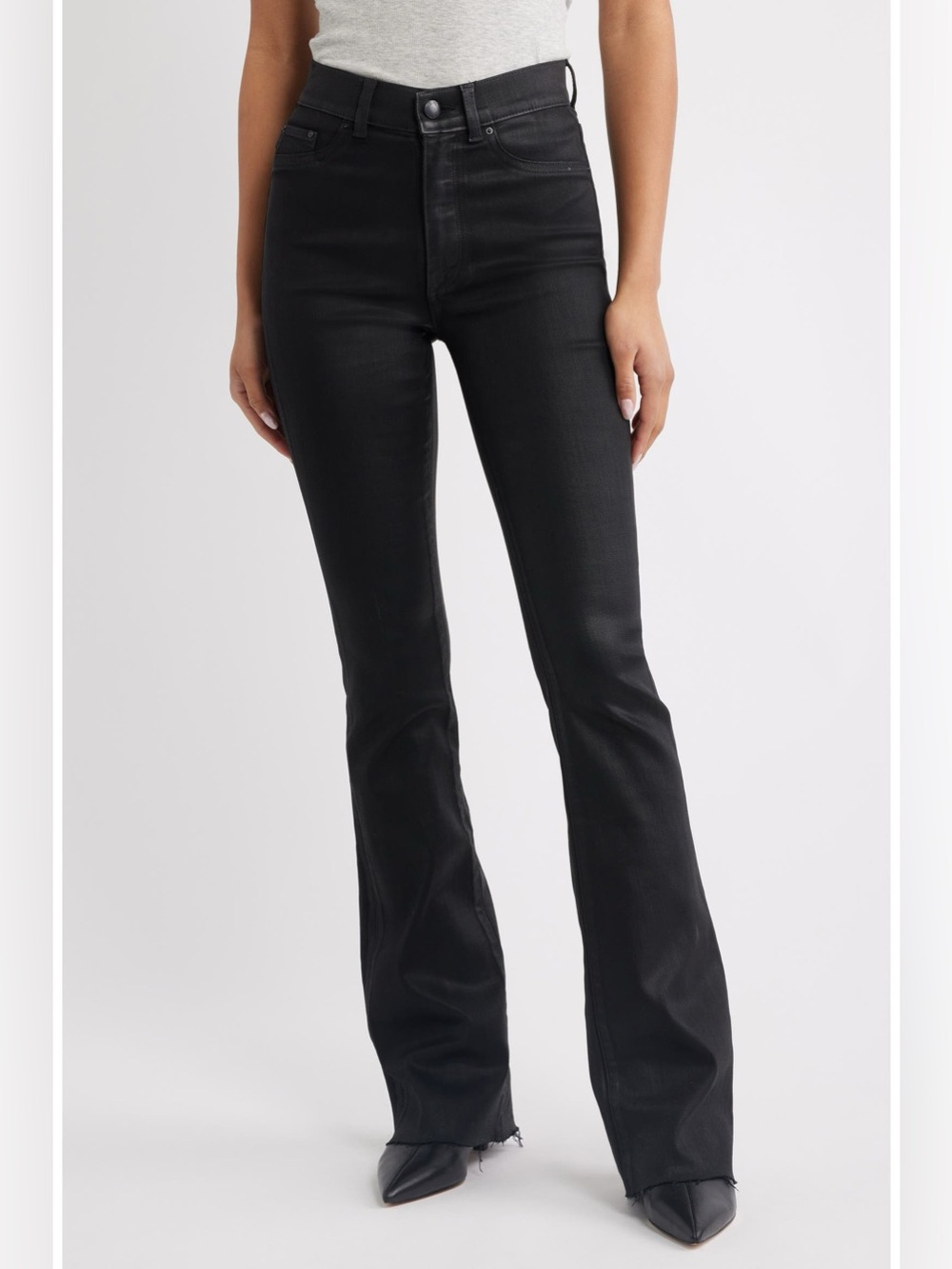 DL1961 Black Coated High Rise Instasculpt Bootcut Jeans 33” Inseam